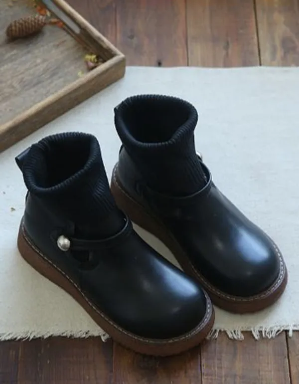 Round Head Handmade Retro Boots Winter