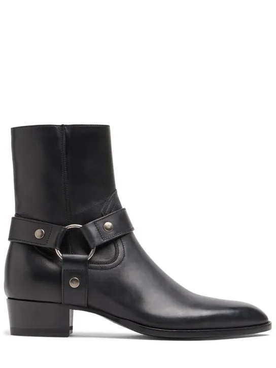 Saint Laurent   40mm Wyatt belted leather cropped boots 