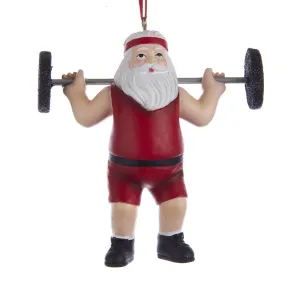 Santa Weightlifter Gym Ornament, A1861