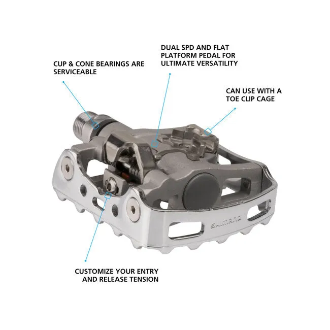 SHIMANO Alivio PD-M324 SPD Platform Silver Pedals Dual-Purpose