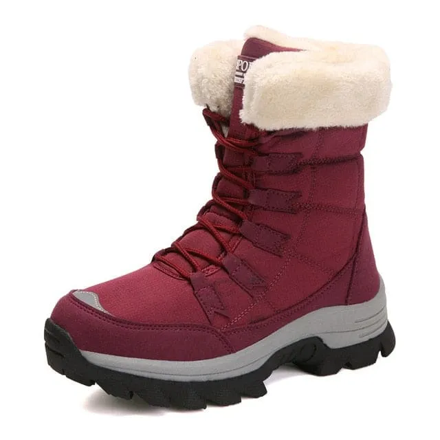 Soft Suede Leather Fleece Warm Wool Women Winter Boots