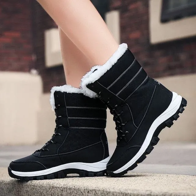 Soft Suede Leather Fleece Warm Wool Women Winter Boots