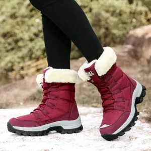 Soft Suede Leather Fleece Warm Wool Women Winter Boots