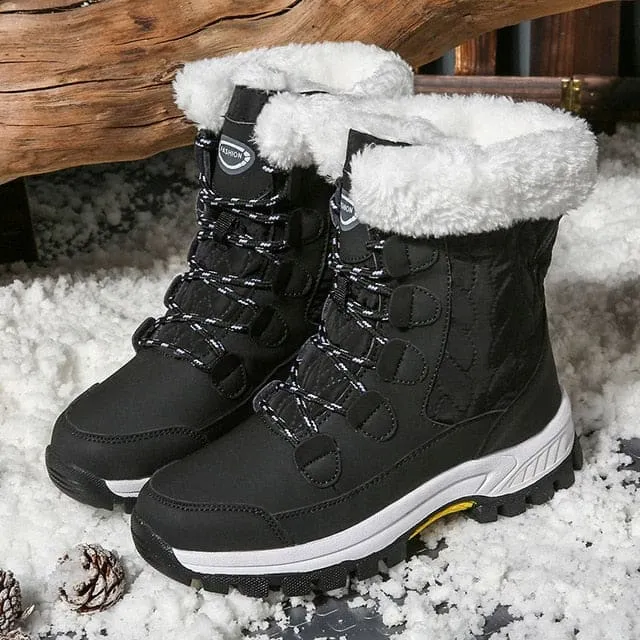 Soft Suede Leather Fleece Warm Wool Women Winter Boots