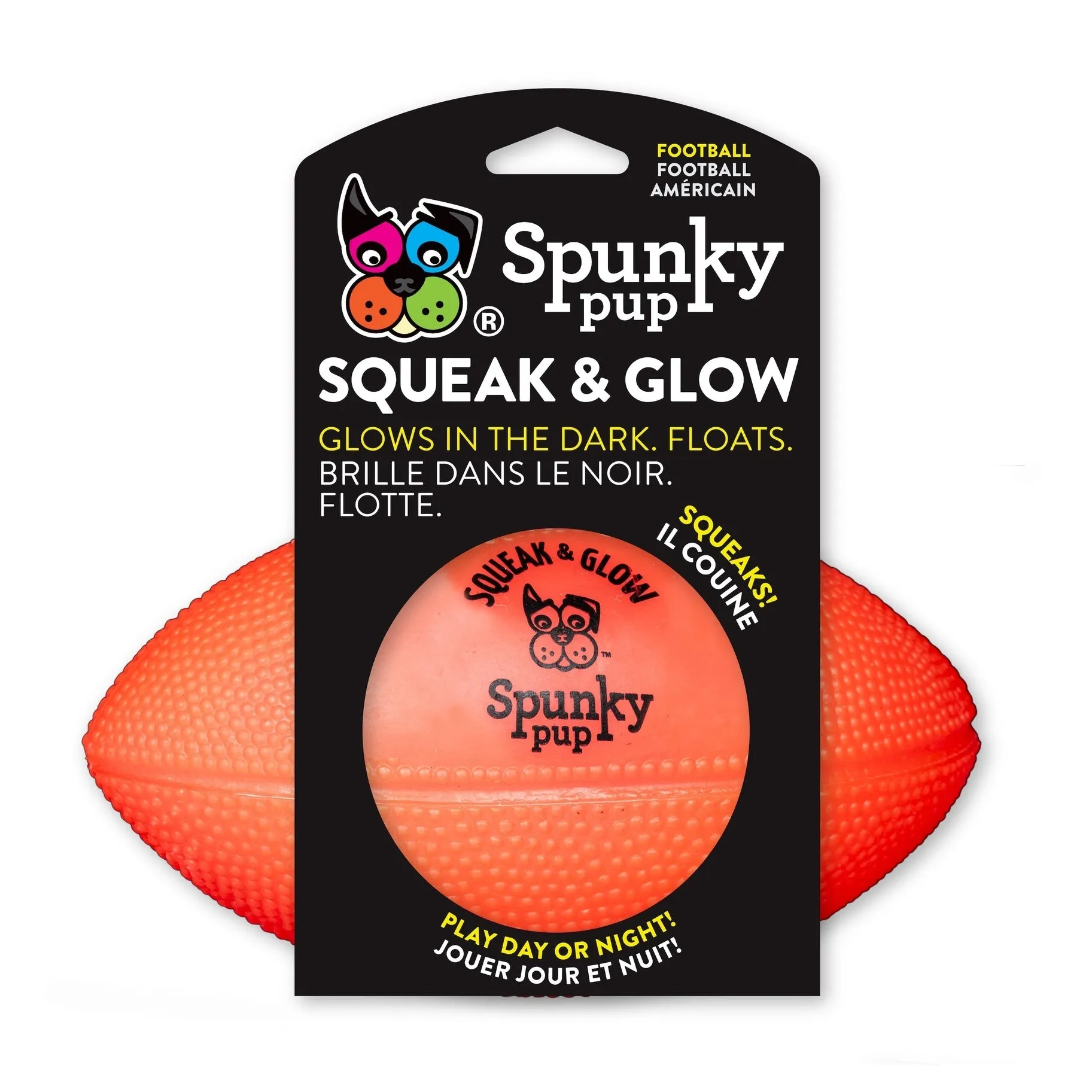 Squeak and Glow Football -Spunky Pup