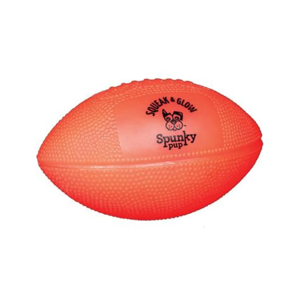 Squeak and Glow Rubber Football Dog Toy