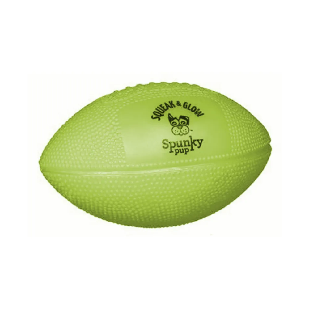 Squeak and Glow Rubber Football Dog Toy