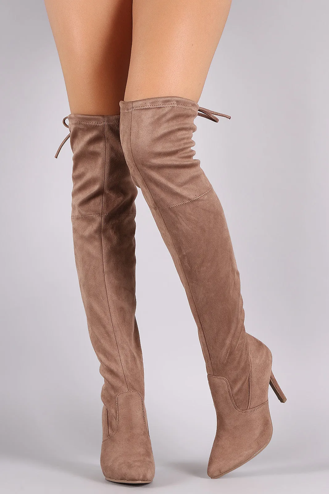 Suede Fitted Pointy Toe OTK Stiletto Boots