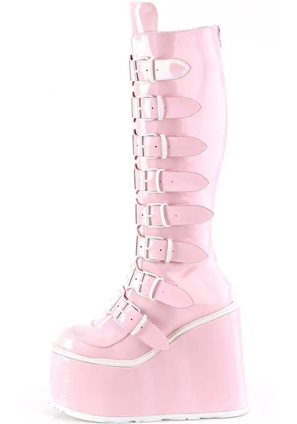 SWING-815 [Baby Pink Holo] | PLATFORM BOOTS [PREORDER]