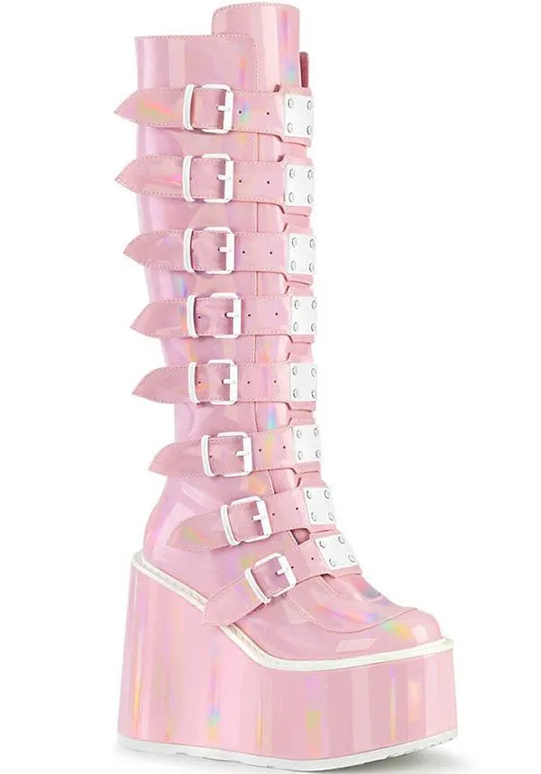 SWING-815 [Baby Pink Holo] | PLATFORM BOOTS [PREORDER]