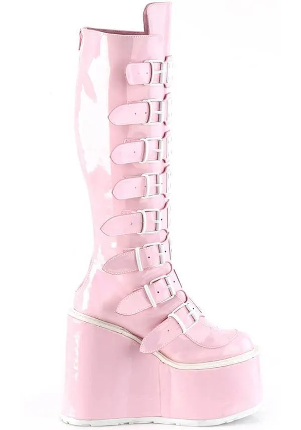 SWING-815 [Baby Pink Holo] | PLATFORM BOOTS [PREORDER]