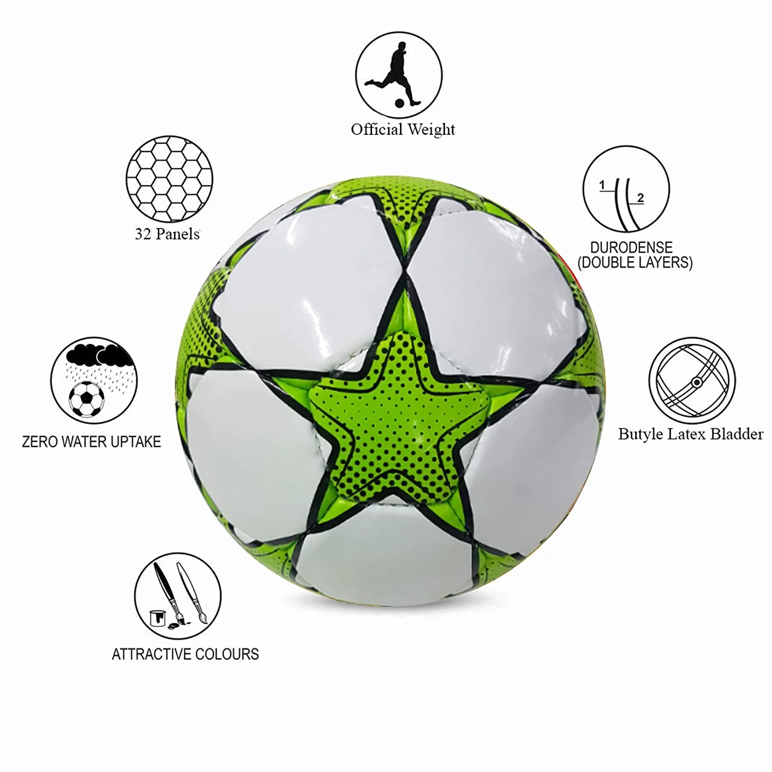 Synco World Cup Football |Soccer Ball Size-5 |Green| 1 Pc