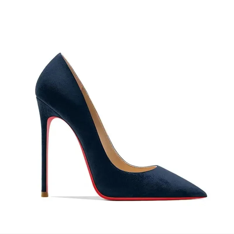 Tabitha Flock Navy Blue Heels