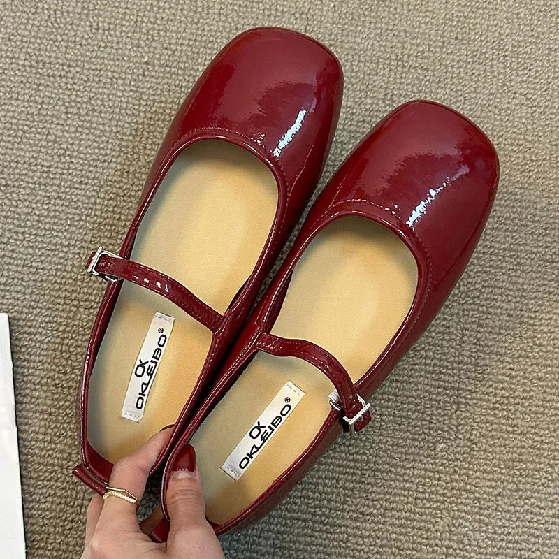 TAVIMART  -  Spring New Women Black Flat Shoes Fashion Red Ladies Casual Dress Mary Jane Shoes Soft Sole Round Toe Outdoor Ballerina