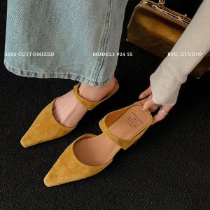 TAVIMART  -  Spring Simple Shoes Woman Real Leather Sheepsuede Soft Flats Basic Style Mules Girls Big Toe Mullers Casual Slippers Daily Wear