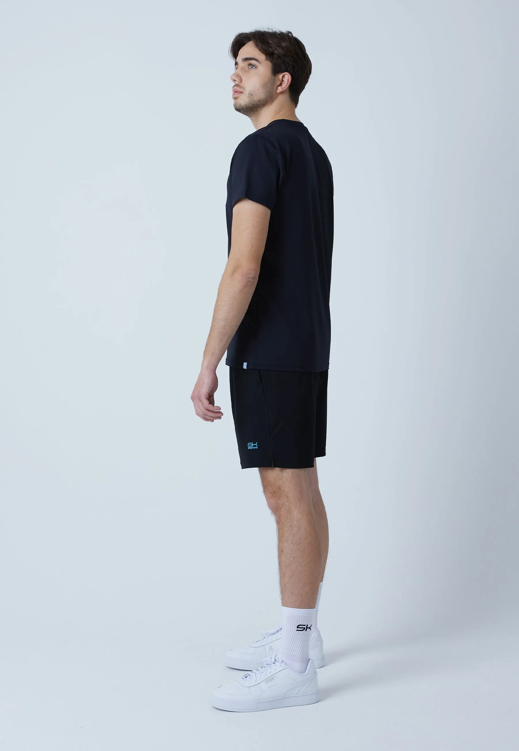 Tennis T-Shirt with crew neck, black