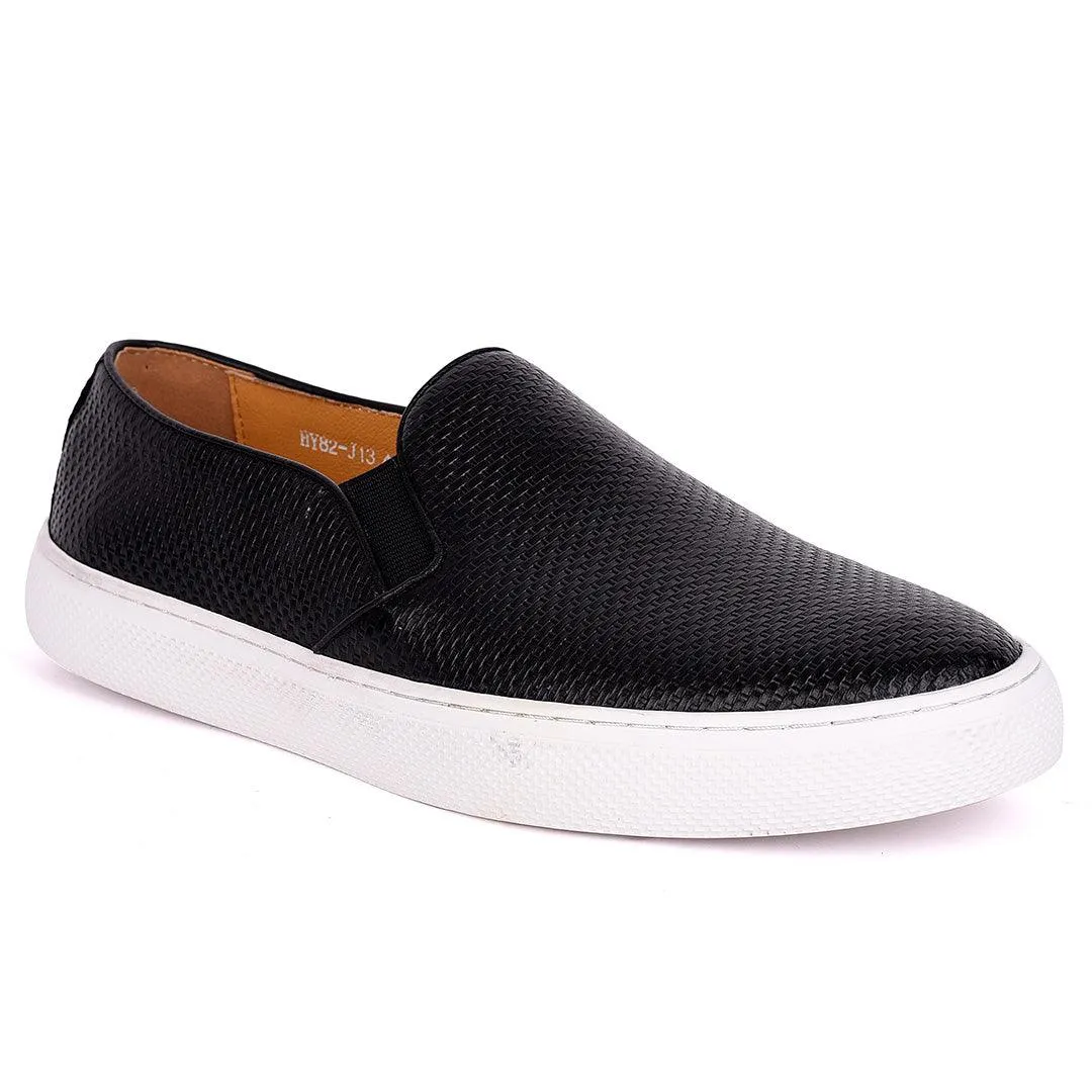 Terry Taylors Exquisite Black Woven Leather Men's Sneaker Shoe