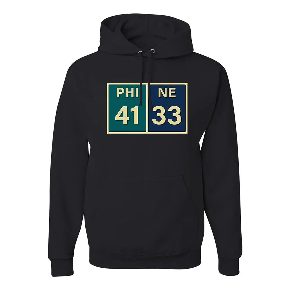 The Big Game Score Pullover Hoodie | The Big Game Championship Scorecard Black Pullover Hoodie