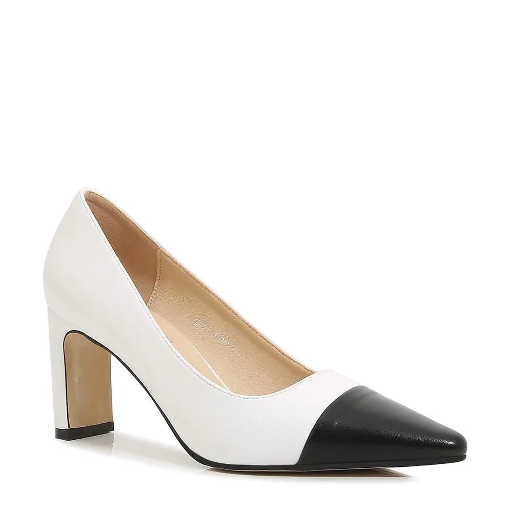 Two Tone Point Toe Hee Pumps