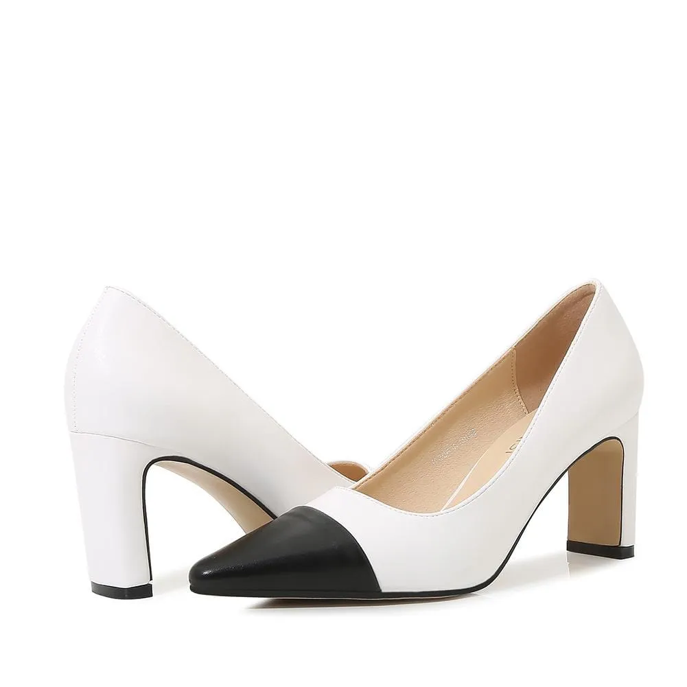 Two Tone Point Toe Hee Pumps