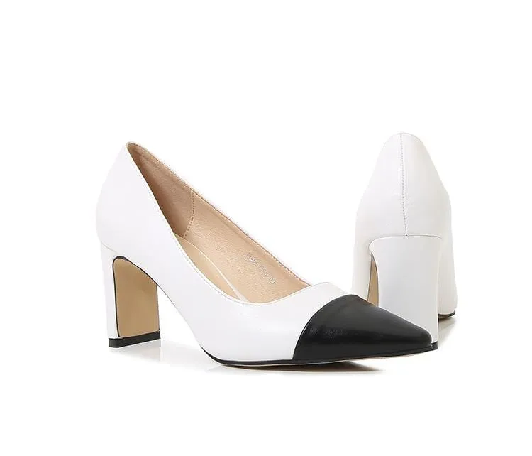 Two Tone Point Toe Hee Pumps