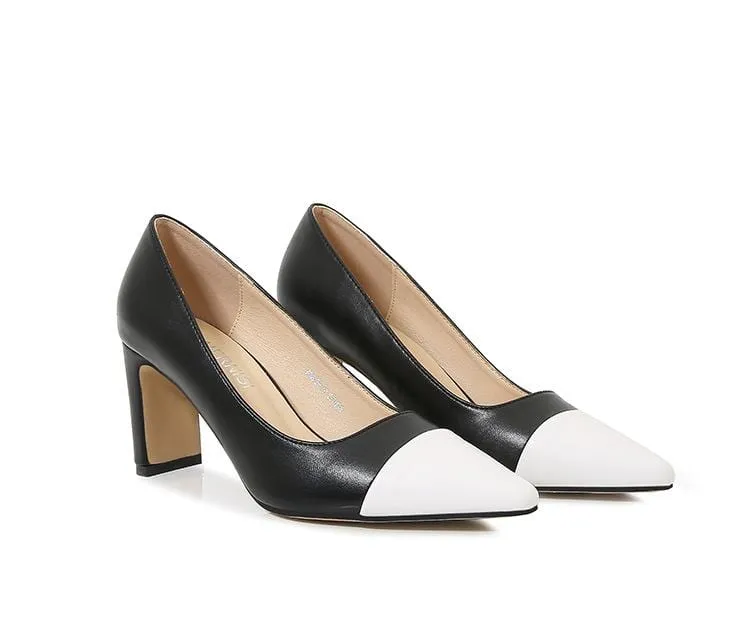 Two Tone Point Toe Hee Pumps