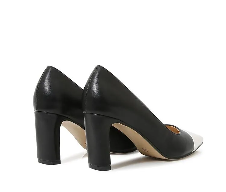 Two Tone Point Toe Hee Pumps