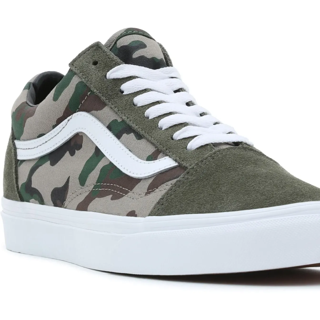 Vans Unisex Hibiscus Check Old Skool Shoes - Olive / White / Camo