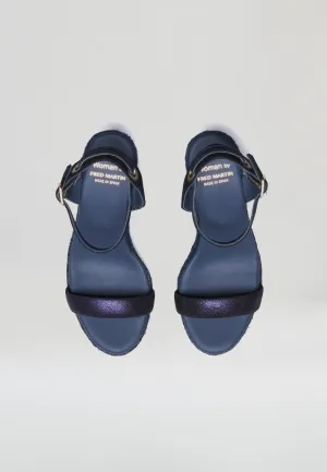 Wedge Sandals - Navy Suede