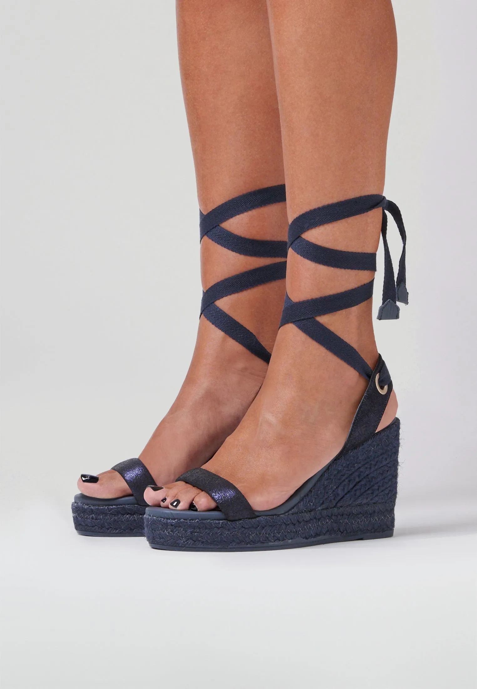 Wedge Sandals - Navy Suede