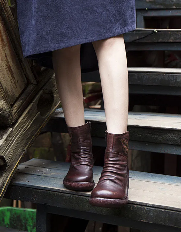 Winter Hand-Colored Leather Retro Boots