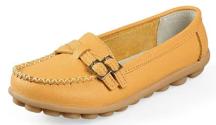 Woman Genuine Leather Women Shoes Flats 8 Colors Buckle Loafers Slip On Women's Flat Shoes