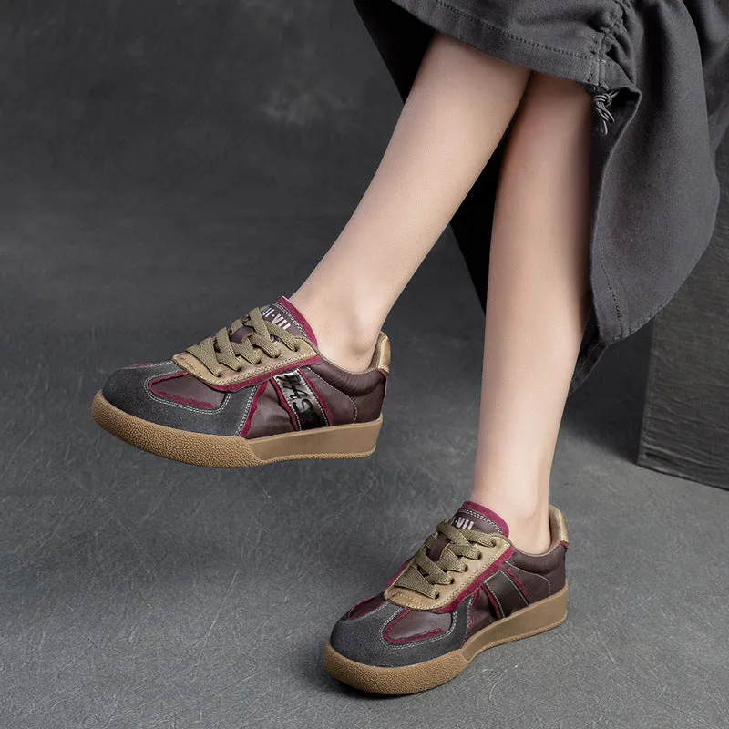 Women Patchwork Leather Flat Casual Training Shoes