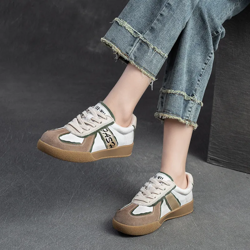 Women Patchwork Leather Flat Casual Training Shoes