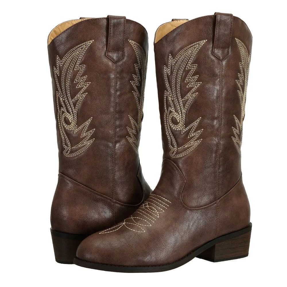 Womens Cowboy Boots Round Toe