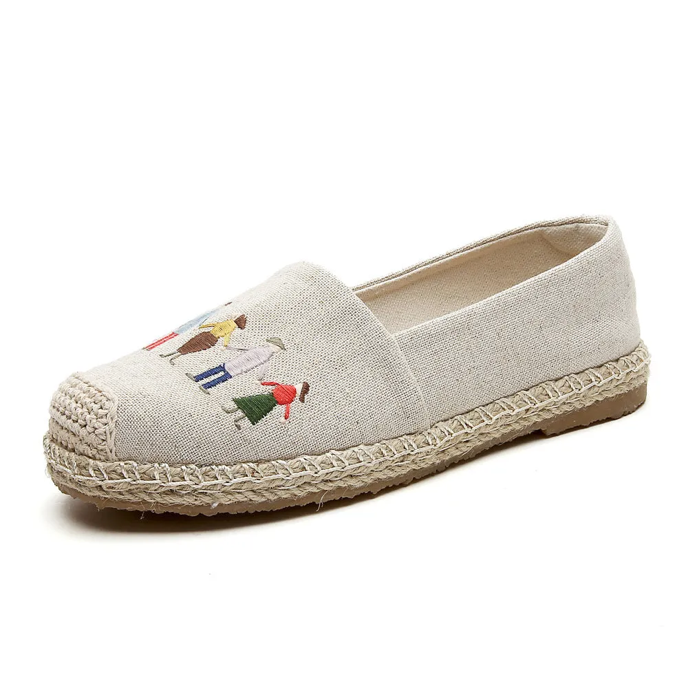 Women's Linen Embroidered Cloth Simple And Breathable Canvas Shoes