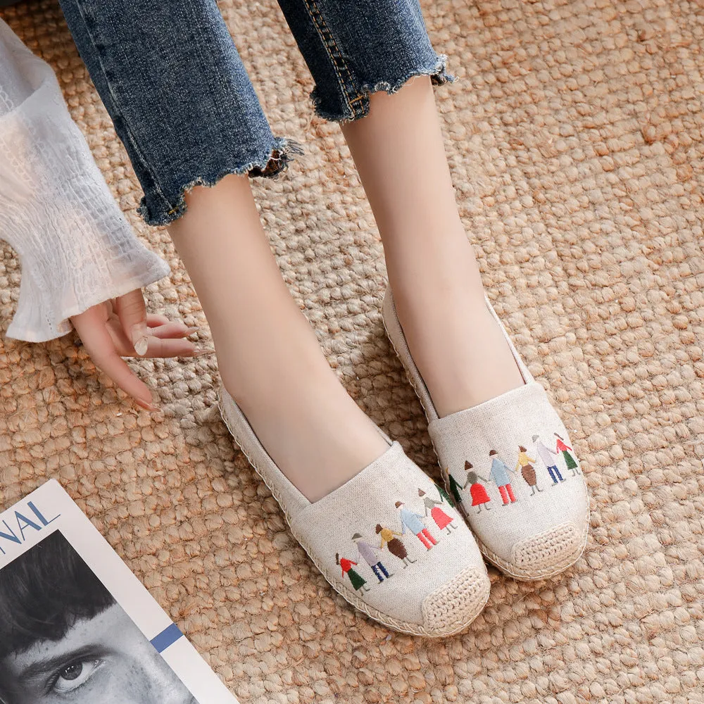 Women's Linen Embroidered Cloth Simple And Breathable Canvas Shoes