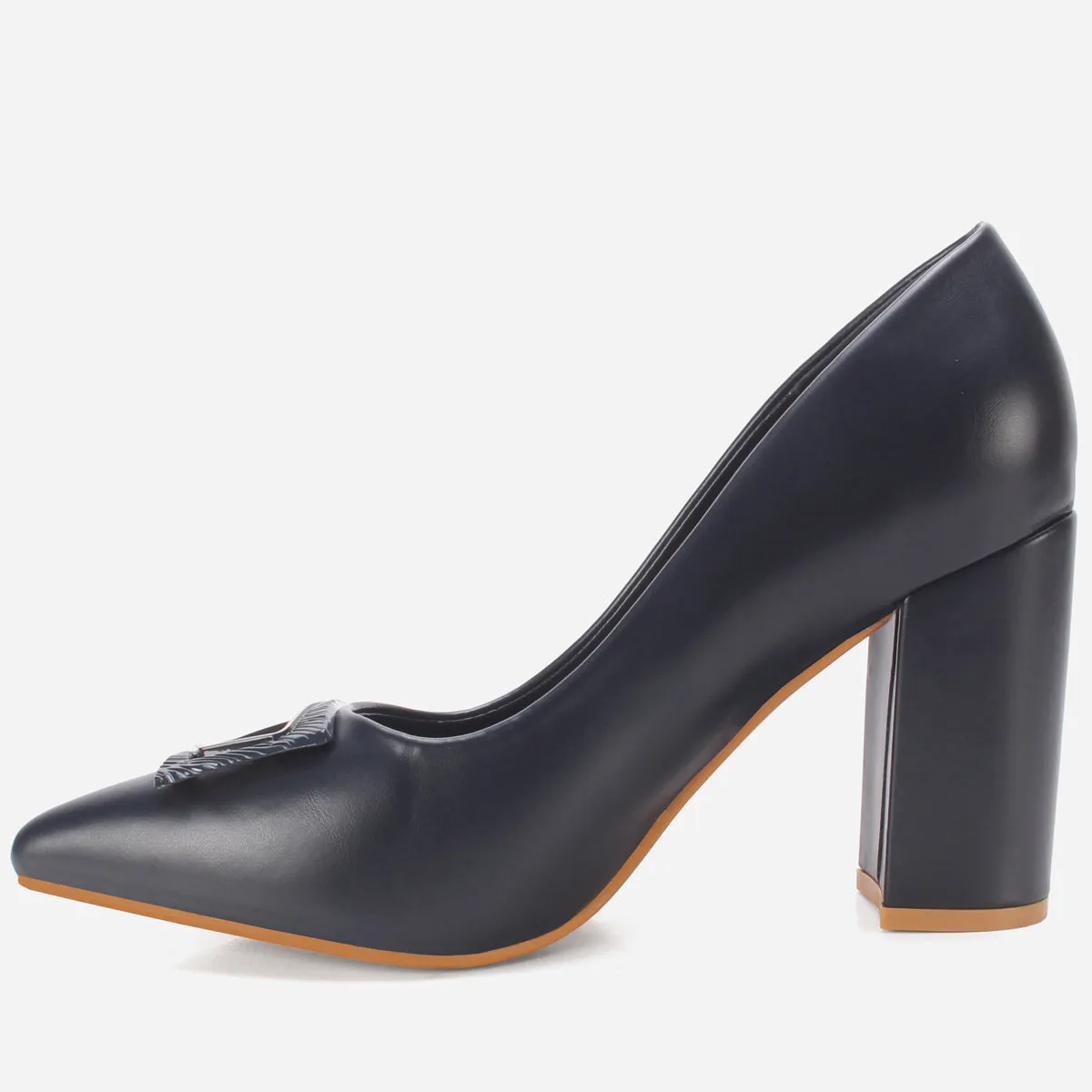 Womens "AINSLEY" Pointed Toe Block Heeled Courts