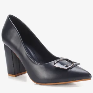 Womens "AINSLEY" Pointed Toe Block Heeled Courts