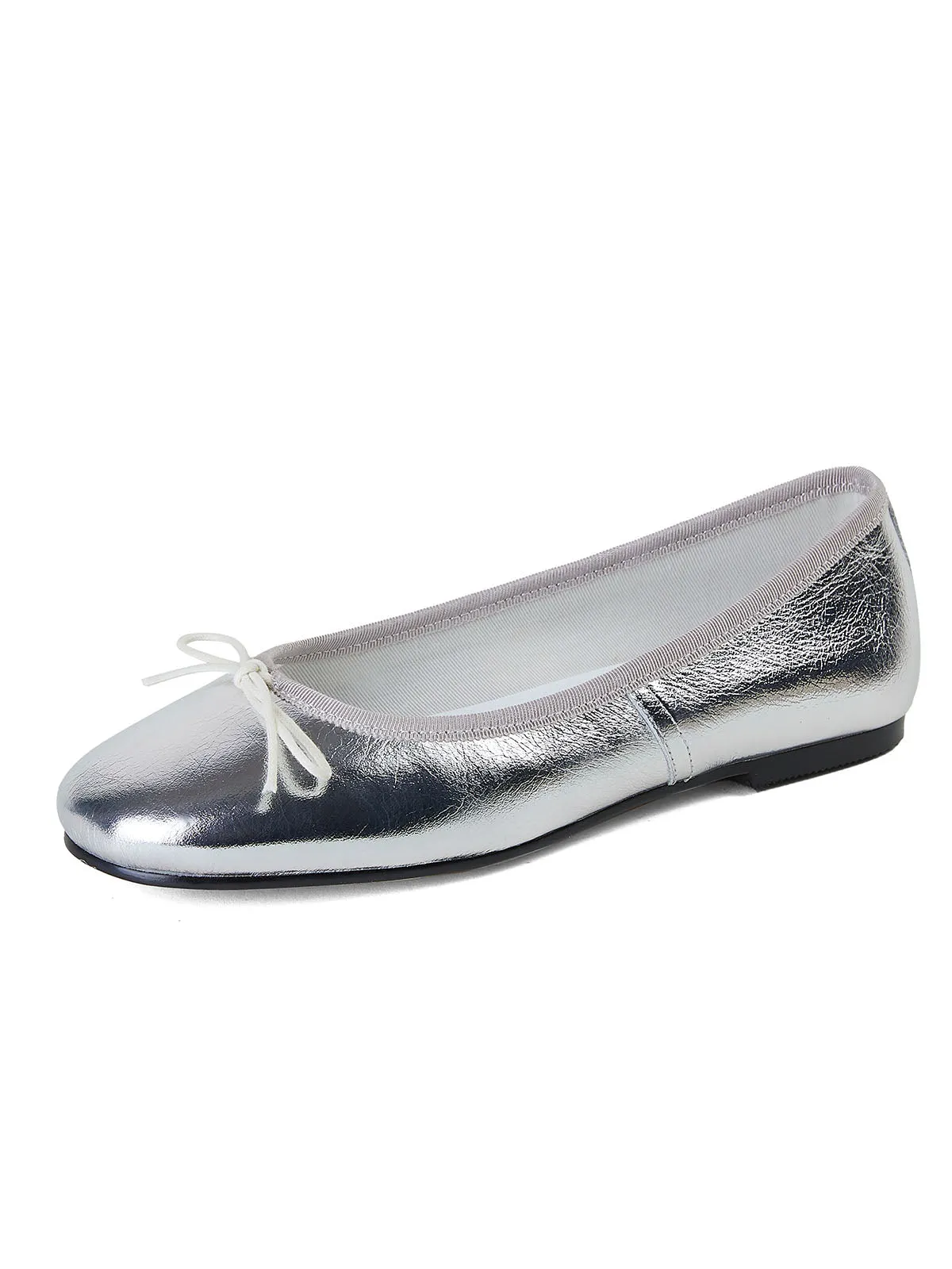 Women's Solid Color Pointed Toe Leather Ballerina