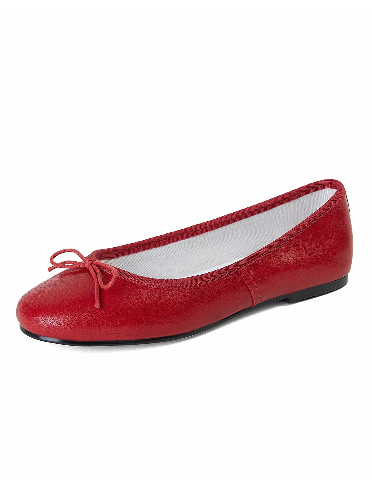 Women's Solid Color Pointed Toe Leather Ballerina