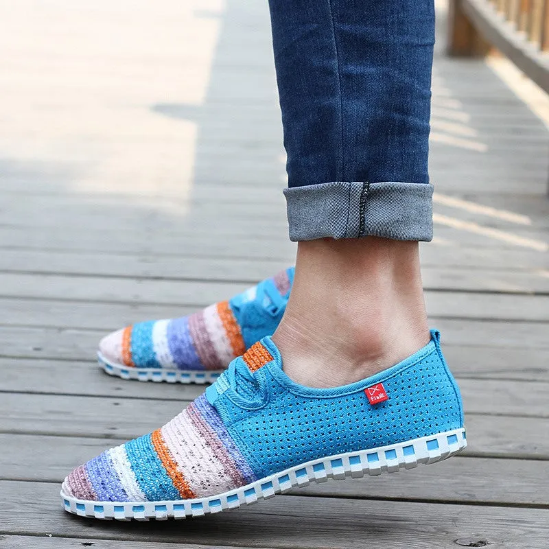 Women's summer breathable linen fabric fashion slip-on casual shoes CL